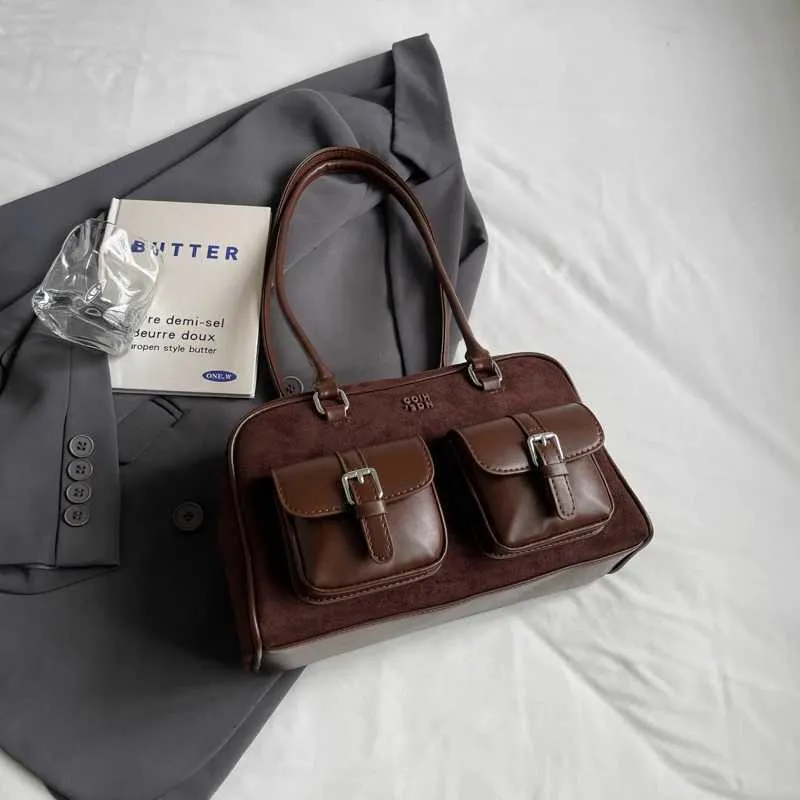 Kvinder Retro Tote Håndtaske PU Læder Casual Multi Lommer Mode Armhulstaske Dame Pendlertaske Ba241210_voghion.com