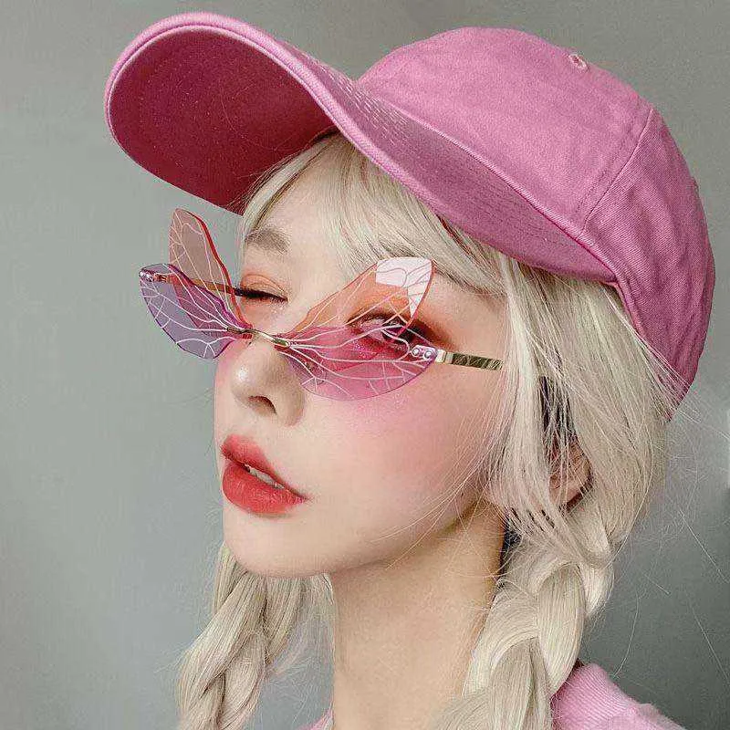 Designer Rimless Sunglasses For Women Double Lens Style_voghion.com