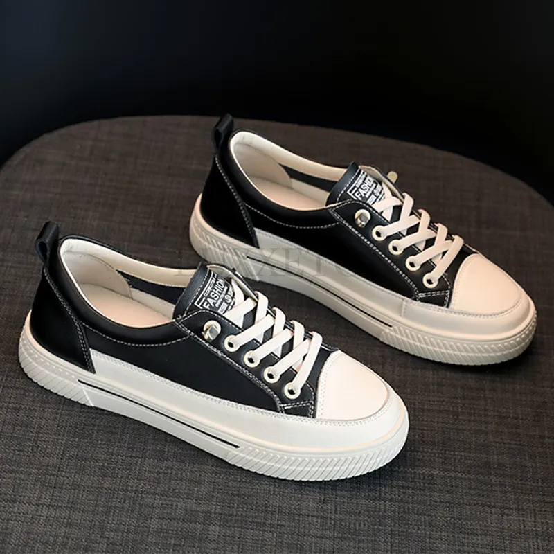 Genuine Leather Flat Bottomed Lightweight Small White With Mesh For Breathability Comfort Casual Board Shoes_voghion.com