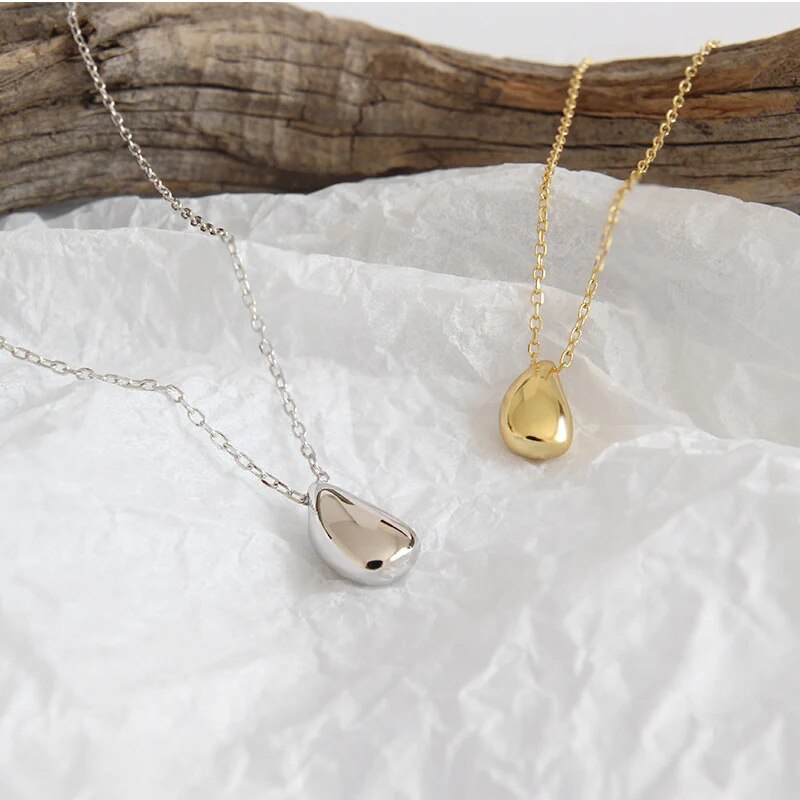 Wassertropfen Anhänger Halskette Für Damen Silberfarbenes Choker_voghion.com