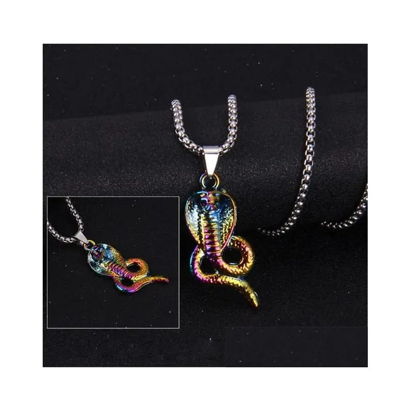 Snake Pendant Necklace Vintage Multicolour Python Jewellery_voghion.com