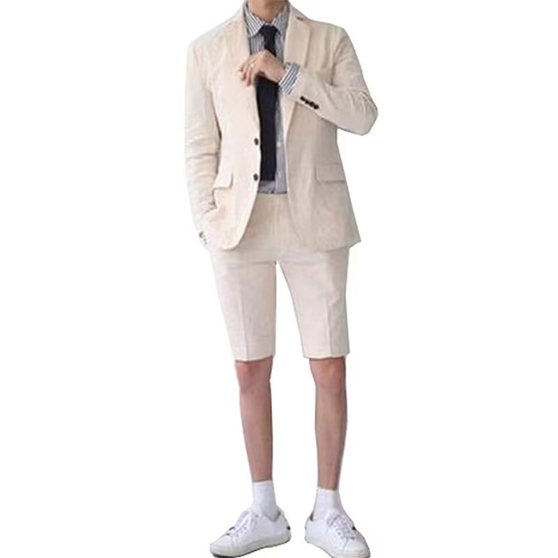 Set bărbătesc roz business casual din două piese, 2024, costum de mire și cavaler de onoare pentru nuntă și banchet_voghion.com