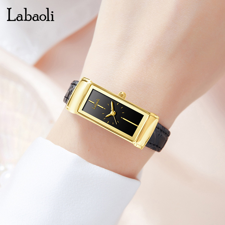 Relógio de quartzo feminino quadrado elegante e simples da marca Labaoli_voghion.com