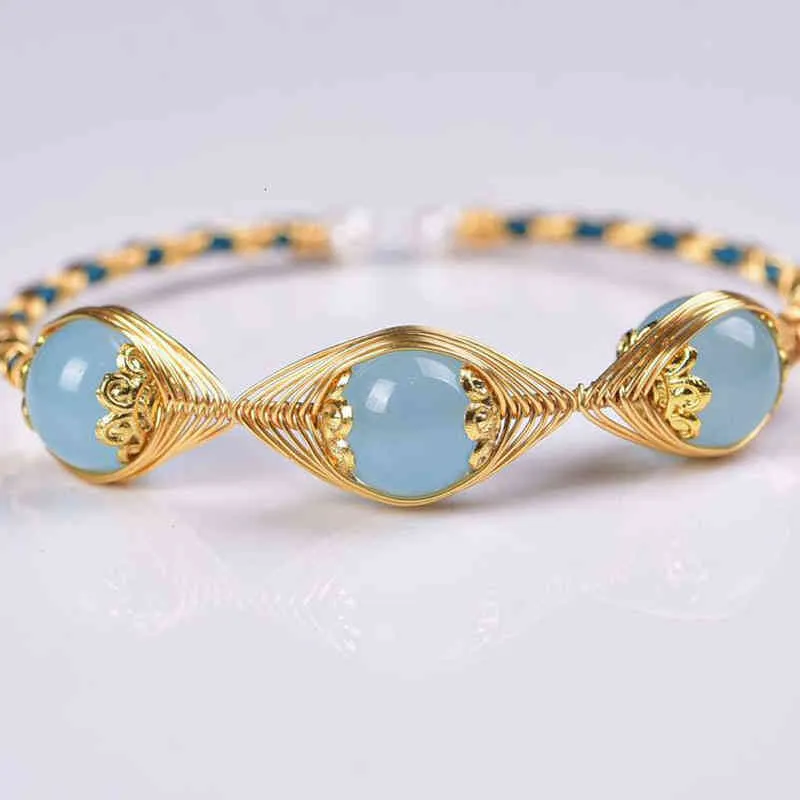 201original Design Brățară cu Mărgele de Acvamarin pentru Femei Brățări Bangles Charms Cadouri Elegante Bijuterii pentru Încheietura Manetei_voghion.com