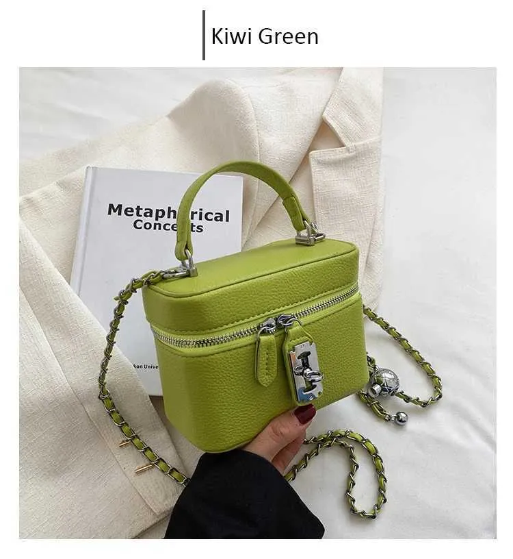 Süße Mini Pu Umhängetasche Solide Flap Box Kette Schulter für Frauen Casual Fashion Lady Commute Lock Messenger Bags_voghion.com