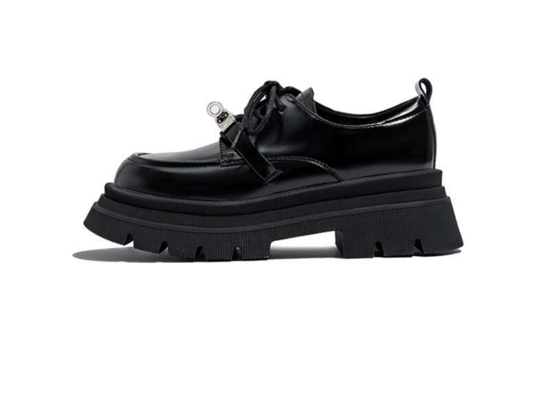 Black Platform Loafers Women’s Mary Jane Shoes Thick Sole Style_voghion.com