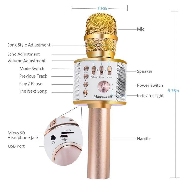 K38 4 Colors For Wireless Bluetooth Karaoke Microphone Handheld KTV Home Mic Speaker Player Professional Microphones_voghion.com