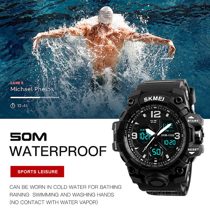 Shockproof Digital Sports Watch For Men Waterproof Chronograph_voghion.com