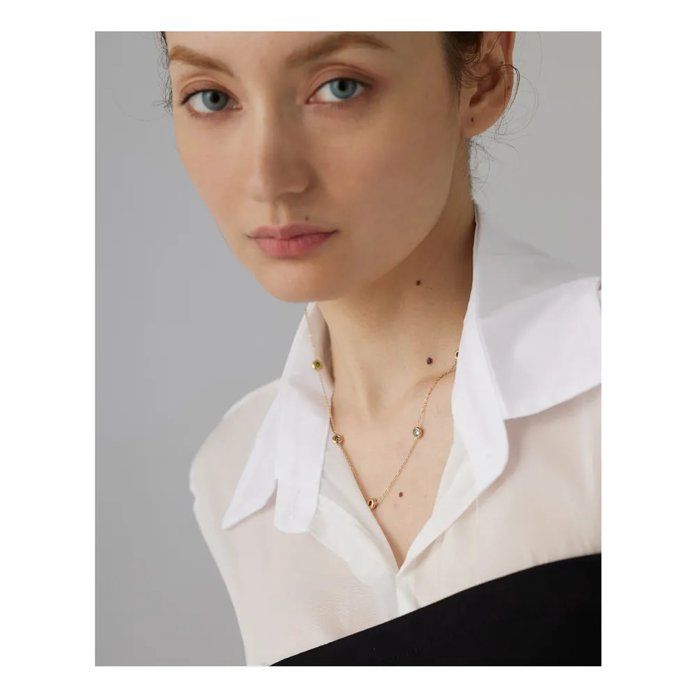 Colliers pendentifs Collier chaîne en acier inoxydable 316L Collier délicat en zircone cubique Bijoux tendance Bijoux Femme Fête_voghion.com