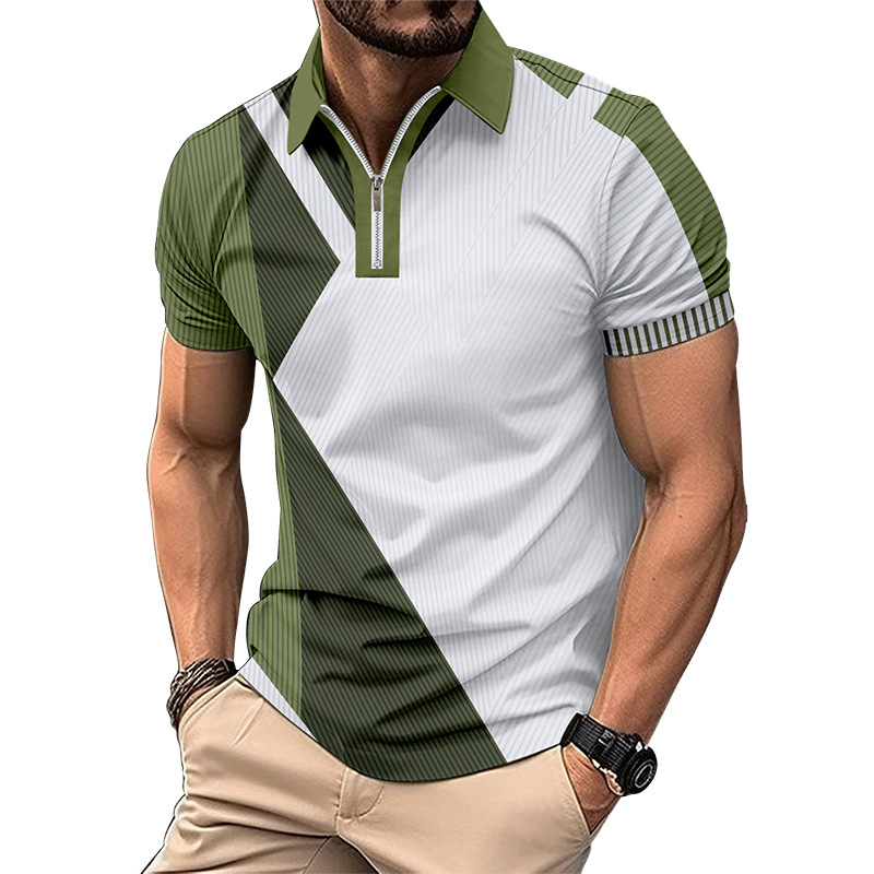 Herrenbekleidung Revers Mode Slim Fit Farblich passendes Herren-T-Shirt POLO-Shirt_voghion.com