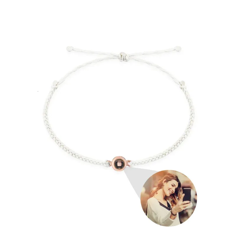Pulseiras de projeção circular personalizadas Pulseira Po personalizada com joias memoriais de casal Presente para mulheres Homens 240710_voghion.com