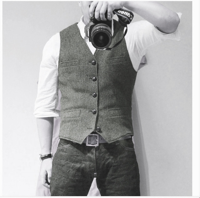 Men's clothing slim herringbone vest casual business professional formal wear_voghion.com