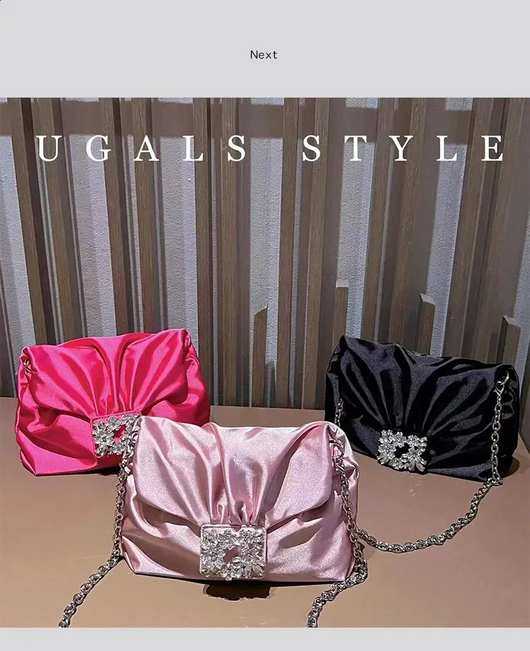 Elegante borsa da sera in raso pochette e borsa a tracolla_voghion.com