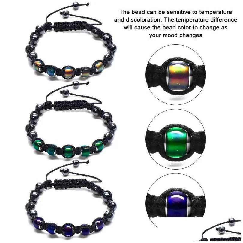 Adjustable Hematite Beaded Bracelet Natural Healing Gemstone_voghion.com