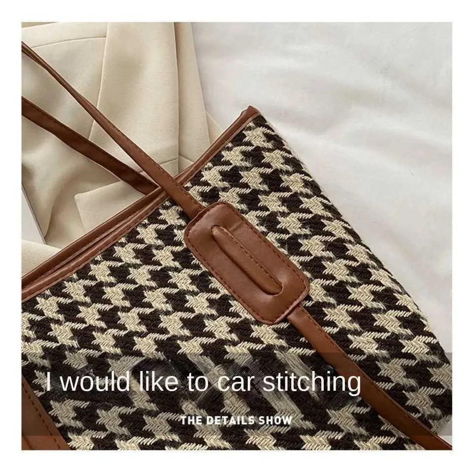 Womens Shoulder Bag And Tote Bag Large Capacity Grid Pattern Bag_voghion.com