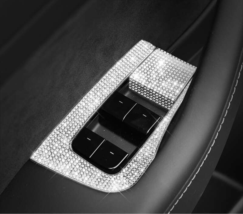 Potrivit pentru modificările interioare ale modelului Tesla, volan, mâner ușă, autocolant decorativ cu diamant pentru sigla mașinii_voghion.com