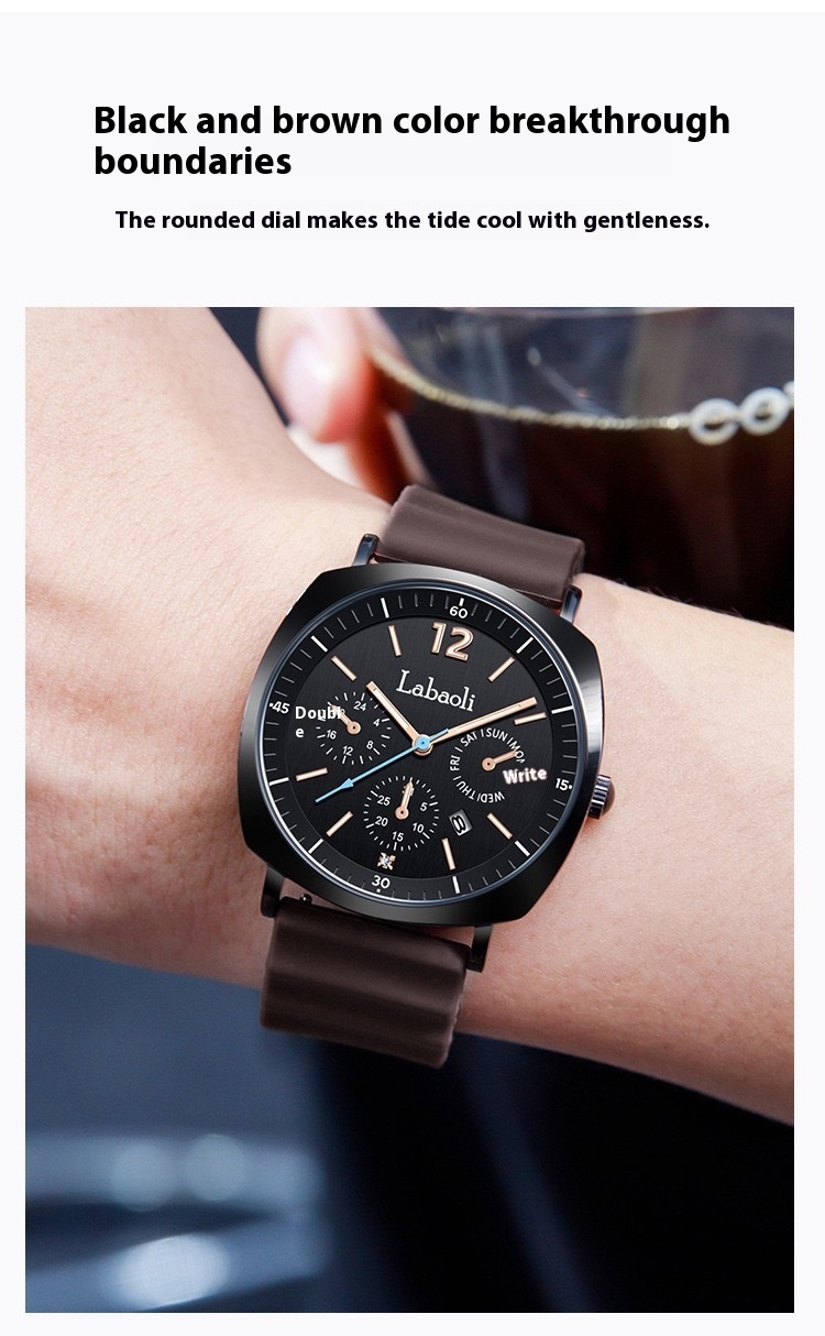 Labaoli Lapoli Casual Women's Three Eye Calendar Waterproof Silicone Tape Quartz Watch_voghion.com