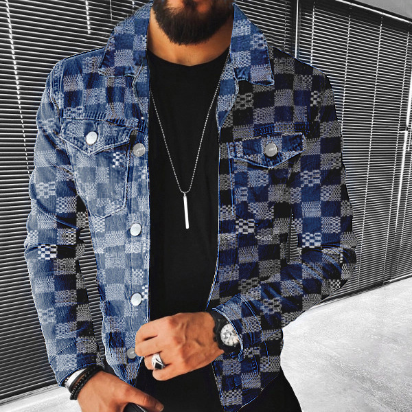 men's spring and autumn casual loose denim jacket multi-pocket button jacket_voghion.com