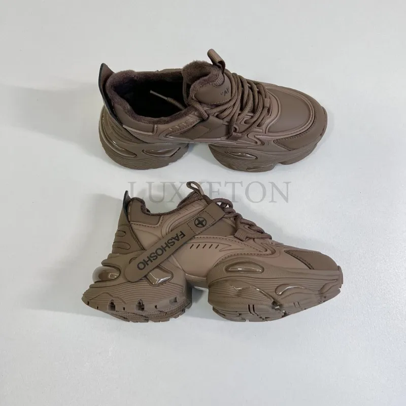 Genuine Leather Thick Sole With Slng Heel And Dad Shoe Mesh For Comfortable Breathability Minimalist Versatile Sports_voghion.com