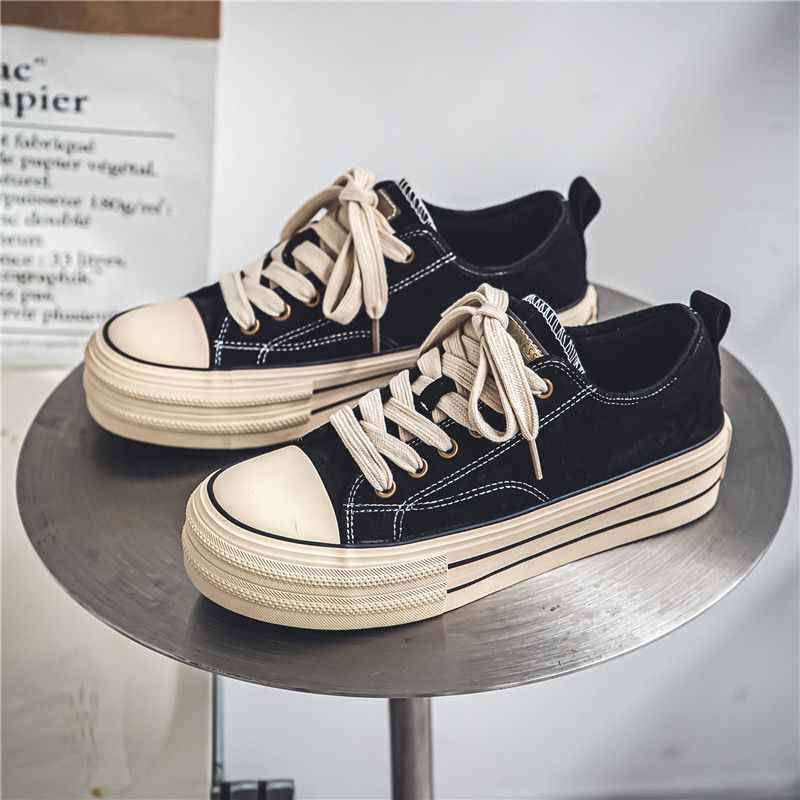 2023 Herbst neue Plateau-Paar-Board-Schuhe für Herren und Damen gleiche Canvas-Schuhe Basic dreimal vulkanisierte Schuhe_voghion.com