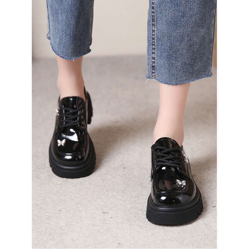 Chaussures décontractées en cuir pour femmes, petites et froides, style franco-britannique, semelle épaisse_voghion.com