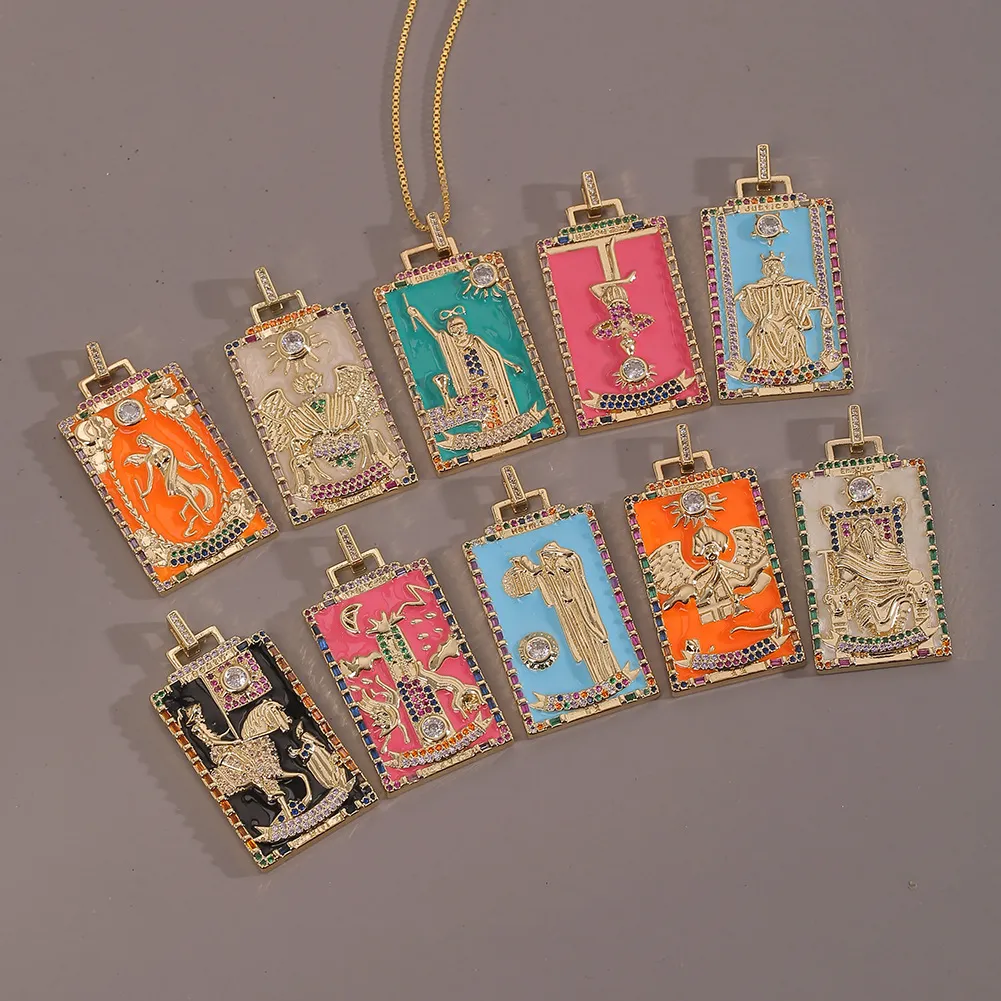 Collana con ciondolo carta dei tarocchi stile hip hop_voghion.com
