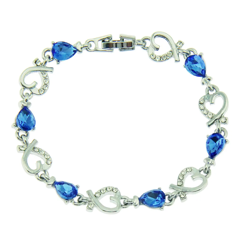 Rhinestone Heart Charm Bracelet With Gold And Silver Chain Style_voghion.com