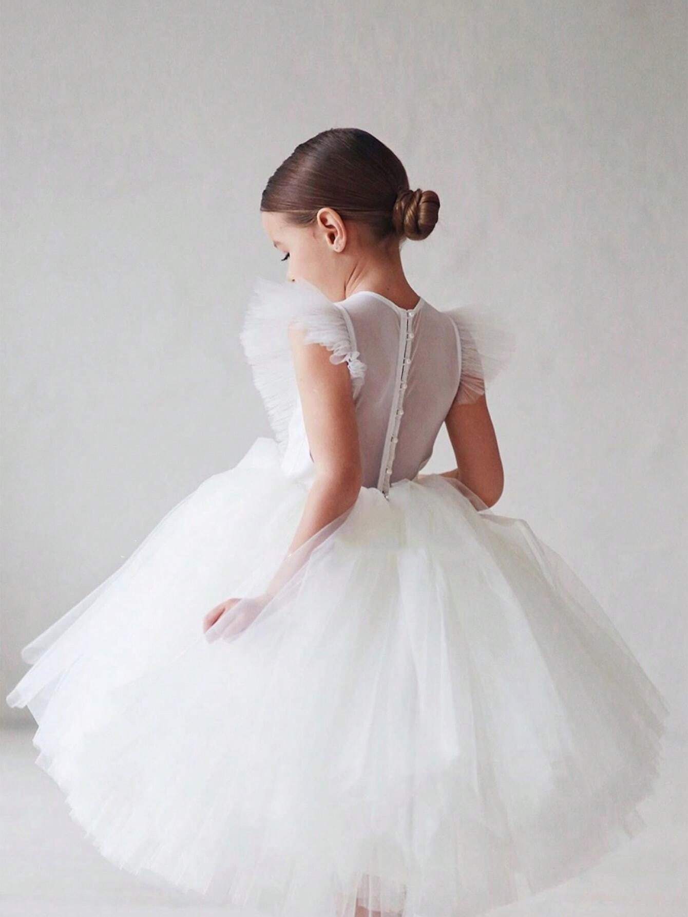 Robe de fête de Noël en tulle pour jeune fille, robe élégante de princesse pour demoiselle d'honneur ou demoiselle d'honneur, robe de bal pour anniversaire ou fête de fin d'année, robe de célébration._voghion.com