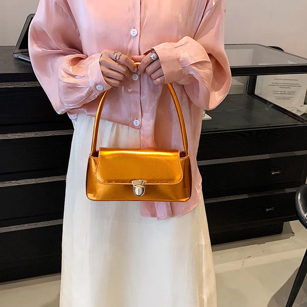 Handtassen voor dames, eenvoudige handtassen met handvat, Franse tote, elegante glanzende oksel, schoudertas van PU-leer voor dames_voghion.com
