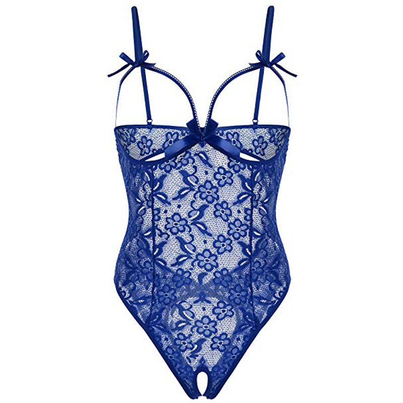 Lace Dark Patterned Open Cut One-piece Fun Lingerie Set_voghion.com