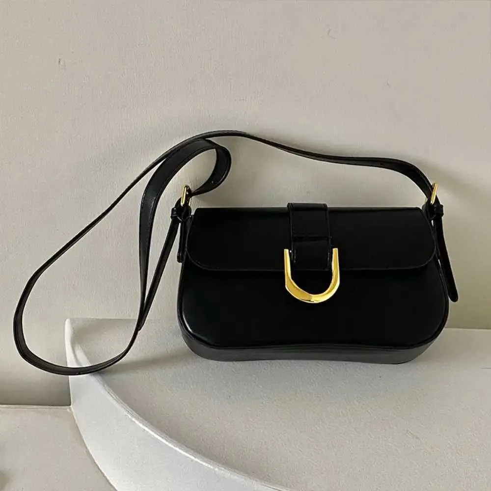 Clássico PU Couro Fivela de Ferradura Casual Crossbody Cor Sólida Bolsa de Ombro Pequena com Fecho de Zíper Mulheres Clutch_voghion.com