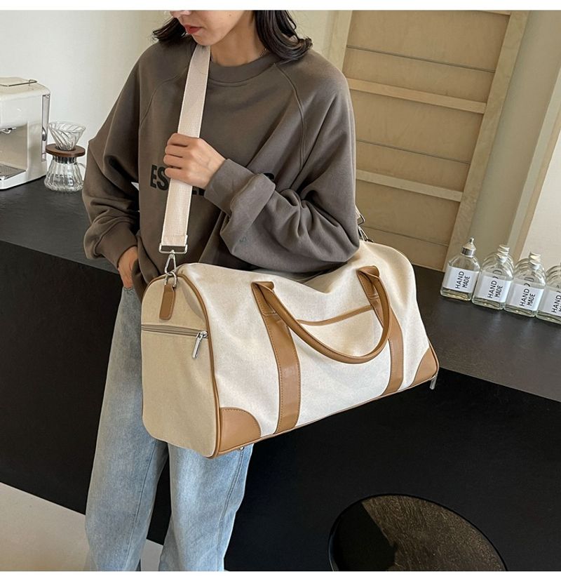 Neutrale Handreisetasche, große Outdoor-Reisetasche, Sport- und Fiesstasche Damen, Retro-Gepäcktasche aus Canvas für_voghion.com