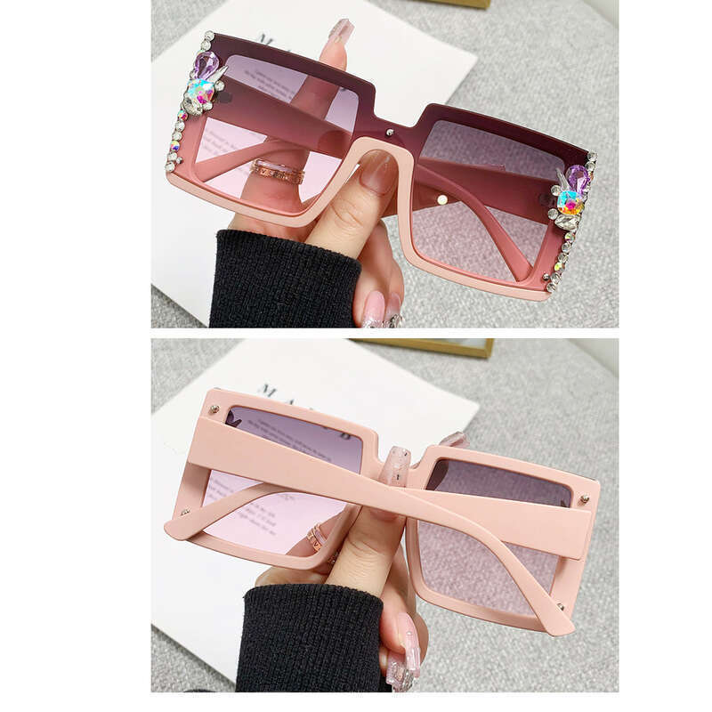 Large Frame Diamond Tinted Sunglasses, UV Resistant And Strong Light Resistant. Driver Driving, Shading, Taking Photos,_voghion.com