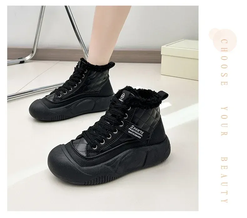 Botines mujer forrados de pelo botas invierno deportivas plataforma_voghion.com