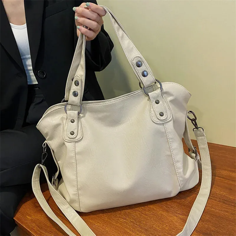 Grandi borse a tracolla nere da donna, grandi dimensioni, casual, tote bag di qualità in pelle PU, hobo, borsa a tracolla, da viaggio, da donna_voghion.com