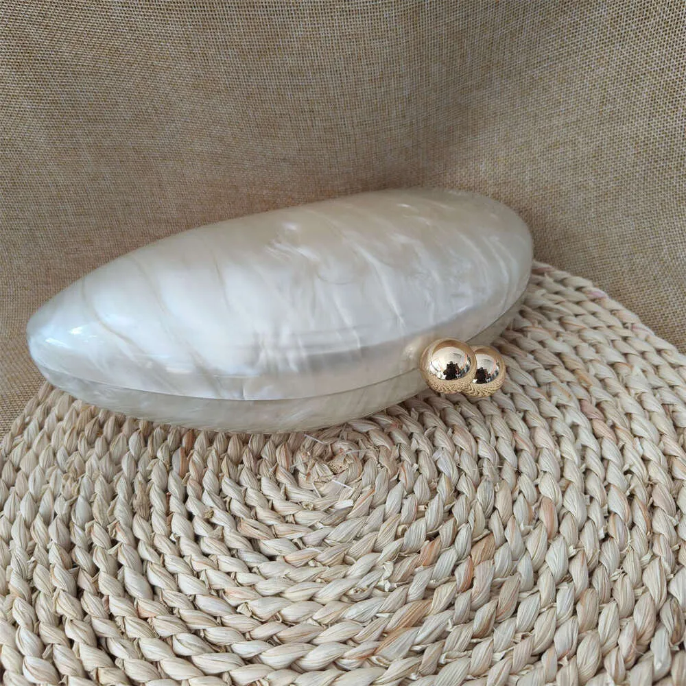 Neue ovale unregelmäßige Perle weiße Acryl-Box Abendtasche Damen Designer Hochzeit Party handgemachte Kupplung Geldbörsen und Handtaschen_voghion.com