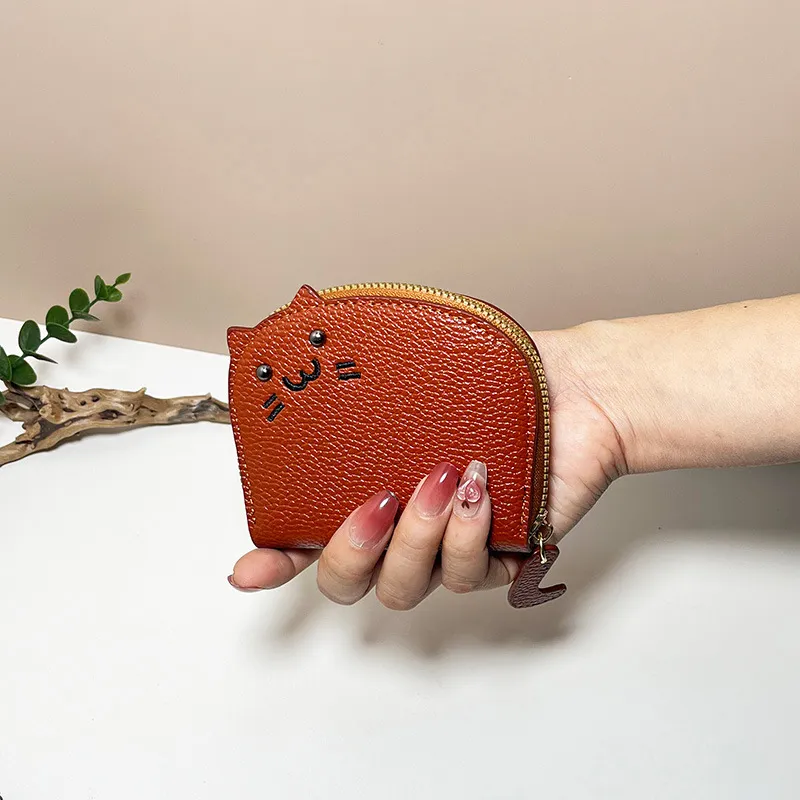 2024 neue süße Katze kleine Reißverschluss Mädchen Marke entworfen Pu Leder Frauen Geldbörse weibliche Kartenhalter Brieftasche_voghion.com