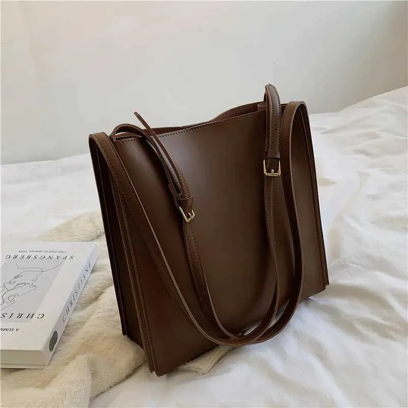 Women's Shoulder Bag Large Capacity Pu Leather Retro Bucket Bag_voghion.com