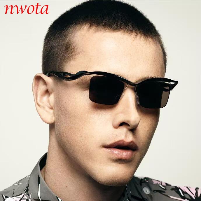 New Cross Mirror Sunglasses Square Frame Sunglasses Men And Women Special Shaped Half Frame Eyebrows Personality Sunglasses