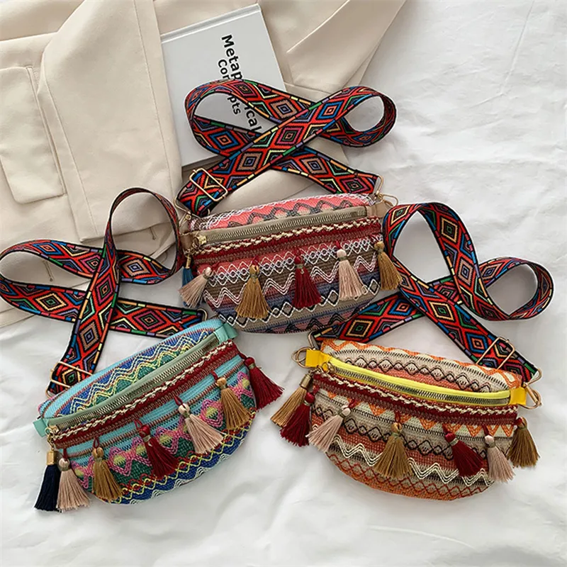 1 borsa a tracolla da donna in pelle intrecciata con nappa, stile retrò, Xinkan, tendenza moda_voghion.com