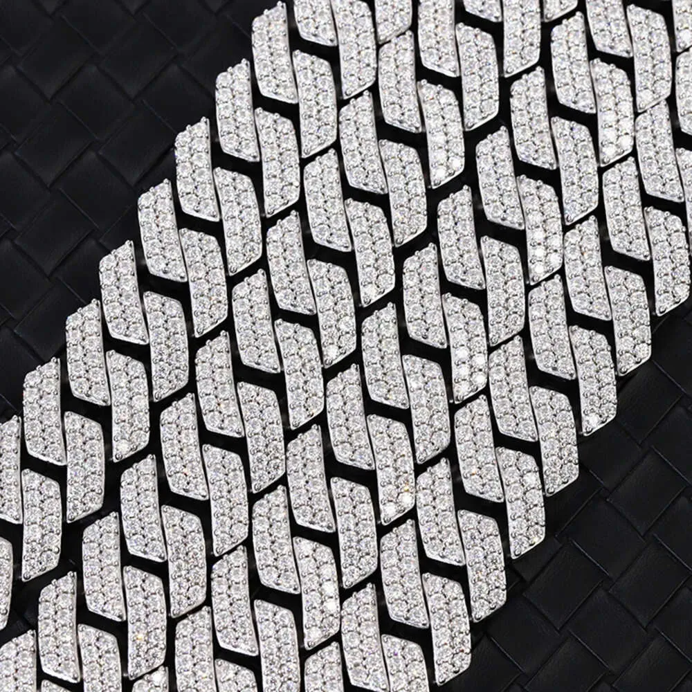 collana di diamanti collane Multi Size 3 file 20mm catena hip hop moda Placcatura oro e argento moissanite maglia cubana_voghion.com