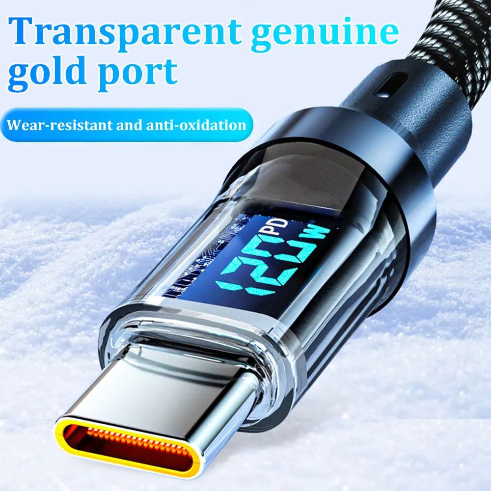 120W PD Fast Charging Cable Universal USB To Type-C Quick Charge Wire LED Digital Display Data Cables 2M_voghion.com
