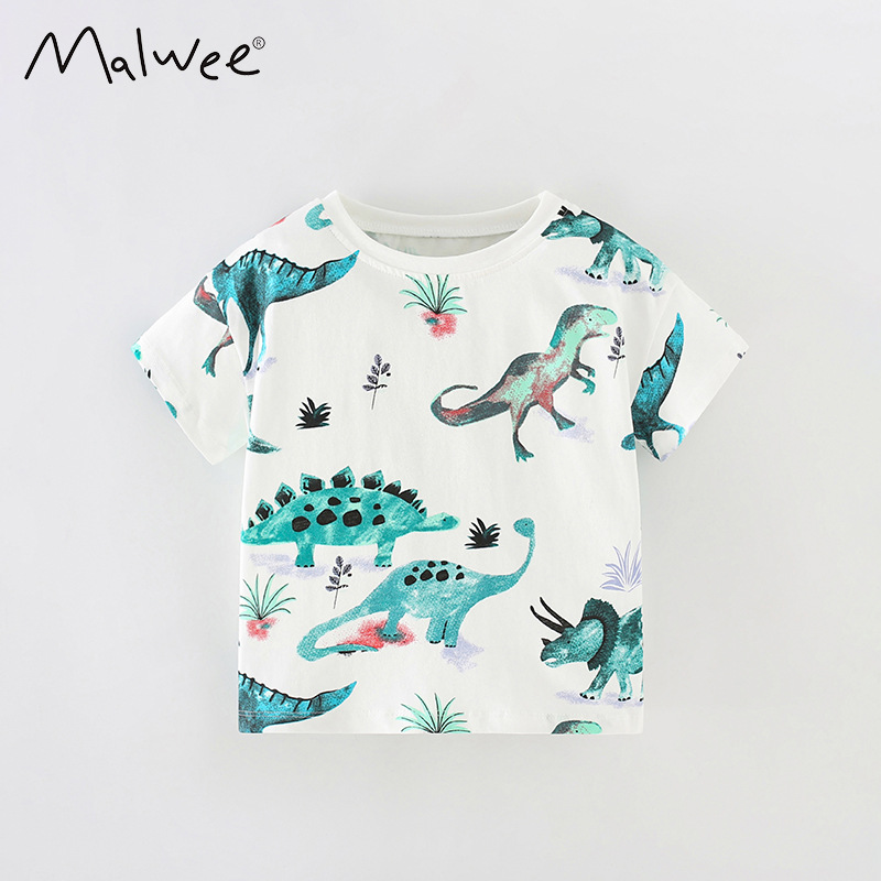 Malwee Boys' Summer New Fashion European And American Style Handsome Printed Round Neck Short Sleeve Children's T-Shirt_voghion.com