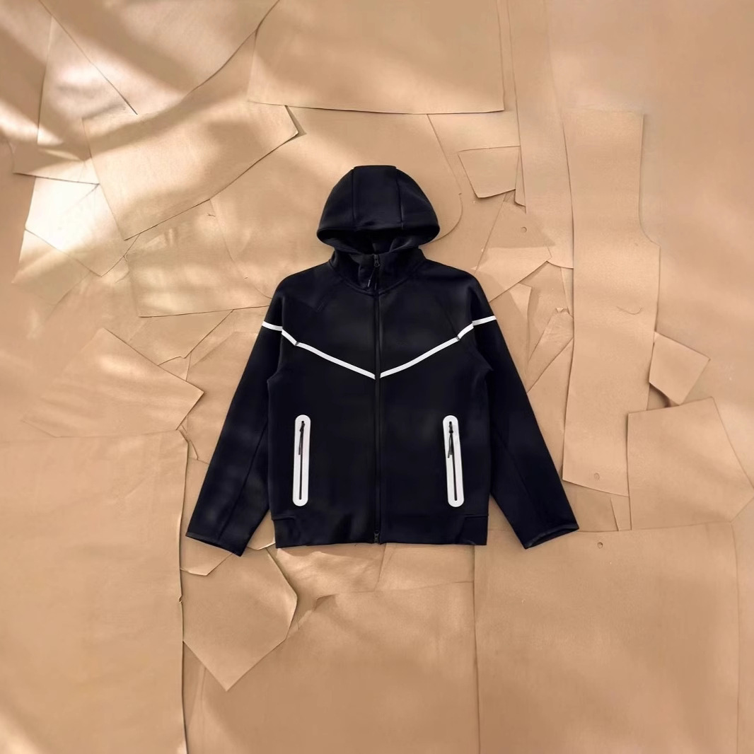 2025 New Air Layer Hooded Zipper Long Sleeve Reflective Strip Jacket Coat 754