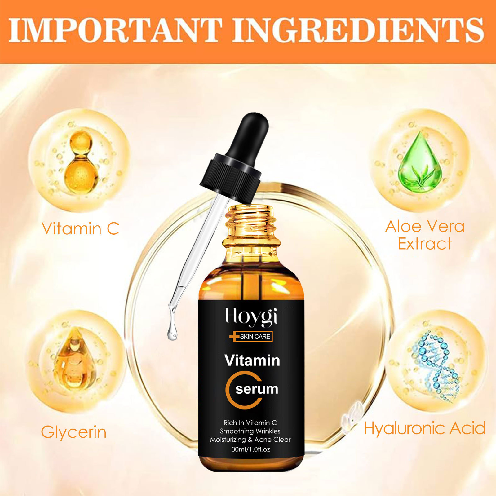 Hoygi Vitamin C kann feine Linien und Fältchen reduzieren, die Gesichtshaut mit Feuchtigkeit versorgen und die Essenz straffen_voghion.com