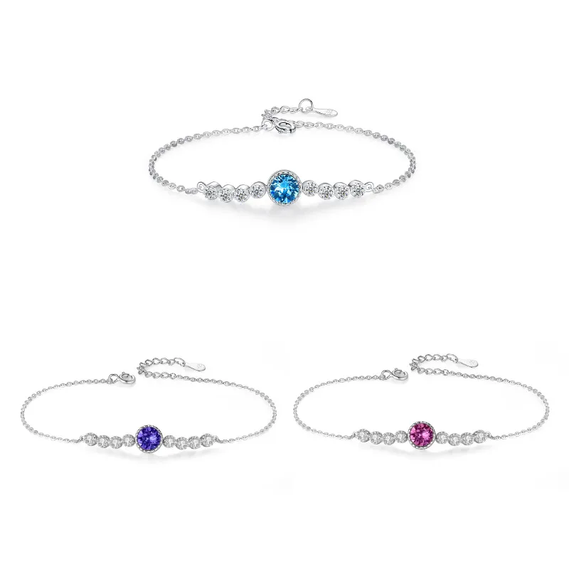 Sterling silver armband med ädelsten hjärta och klöver för damer_voghion.com