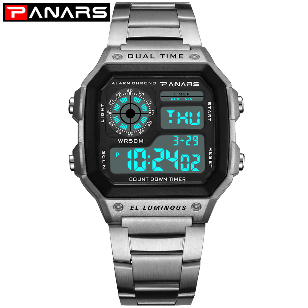 Classic Waterproof Multifunctional Sports Square Fashion Electronic Same Style Luminous Alloy Watch_voghion.com