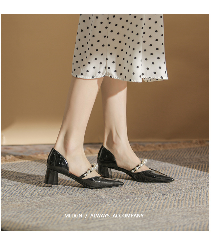 Pointed Mary Jane Heels With Pearl Detail Women's Stiletto Pumps_voghion.com