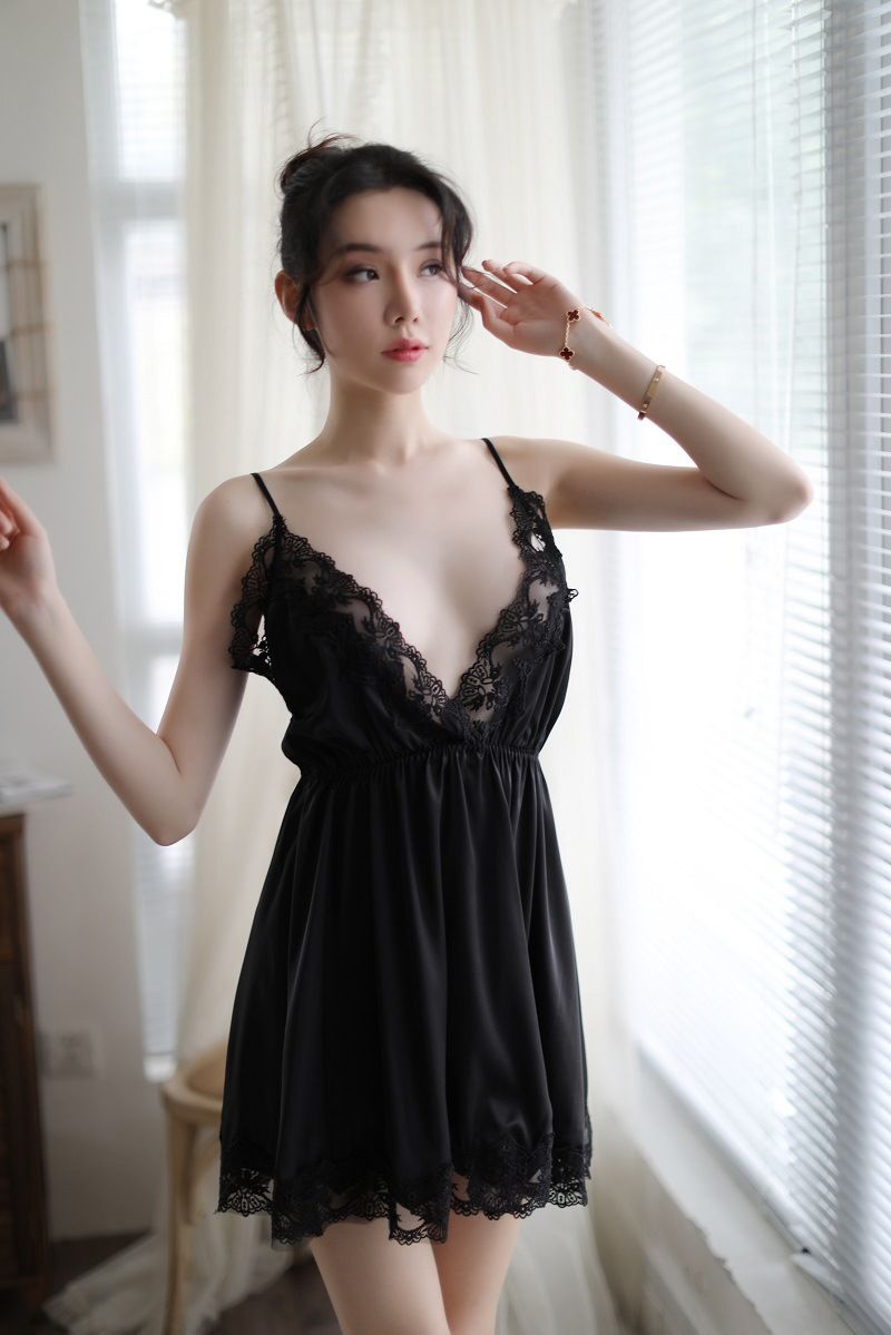 Camicia da notte sexy in pizzo trasparente costume role play_voghion.com