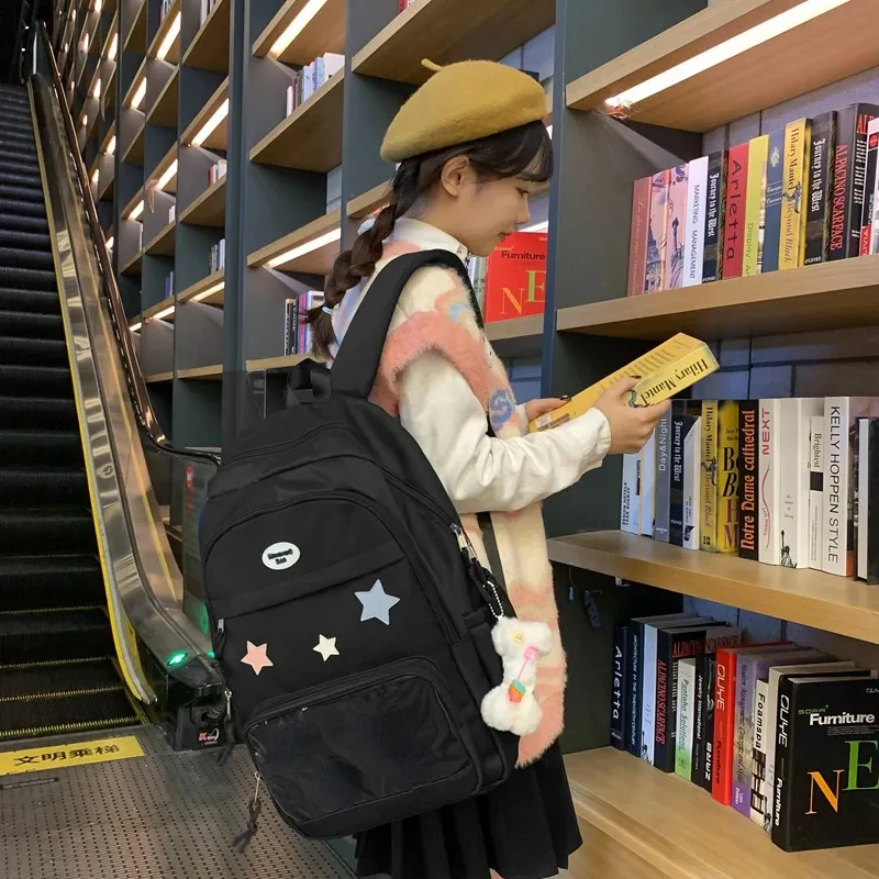 Süße Y2k ästhetische Mode Kawaii Rucksack koreanische Frauen Jk transparente Rucksäcke Vintage Studenten Stern Schulranzen_voghion.com
